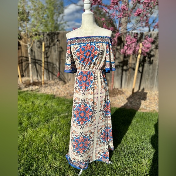 Tomato Floral Print Linen Mix Dress